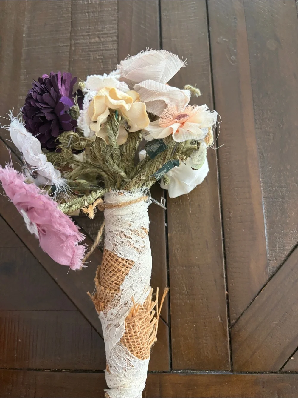 handmade autumn fall bouquet lace burlap